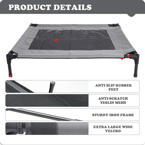 2 in 1 Dog House,Elevated Dog Bed with Removable Cover, Indoor & Outside Puppy Shelter Cot,Raised Dog Bed for Small Dogs & Cats (Grey, Small) in Saudi Arabia