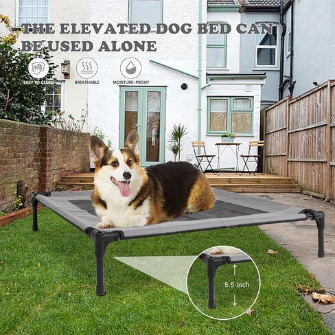 2 in 1 Dog House,Elevated Dog Bed with Removable Cover, Indoor & Outside Puppy Shelter Cot,Raised Dog Bed for Small Dogs & Cats (Grey, Small) in Saudi Arabia