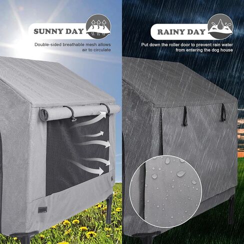 2 in 1 Dog House,Elevated Dog Bed with Removable Cover, Indoor & Outside Puppy Shelter Cot,Raised Dog Bed for Small Dogs & Cats (Grey, Small) in Saudi Arabia