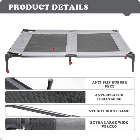 2 in 1 Dog House,Elevated Dog Bed with Removable Cover, Indoor & Outside Puppy Shelter Cot,Raised Dog Bed for Small Dogs & Cats (Grey, Small) in Saudi Arabia