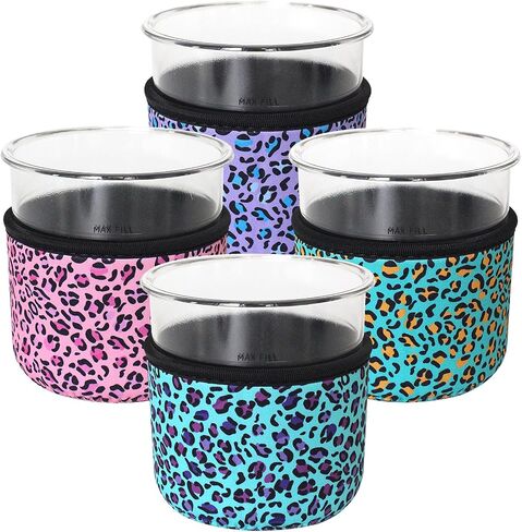 Reusable Ice Cream Sleeve, 4 Pcs Neoprene Insulated Sleeves for Ninja Creami Pints, Compatible with NC301 NC300 NC299AMZ Series Ice Cream Maker Containers, Only Sleeve(Colorful,16oz) in Saudi Arabia