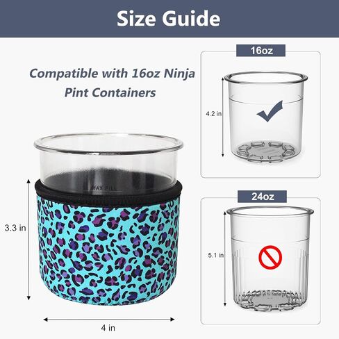 Reusable Ice Cream Sleeve, 4 Pcs Neoprene Insulated Sleeves for Ninja Creami Pints, Compatible with NC301 NC300 NC299AMZ Series Ice Cream Maker Containers, Only Sleeve(Colorful,16oz) in Saudi Arabia