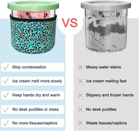 Reusable Ice Cream Sleeve, 4 Pcs Neoprene Insulated Sleeves for Ninja Creami Pints, Compatible with NC301 NC300 NC299AMZ Series Ice Cream Maker Containers, Only Sleeve(Colorful,16oz) in Saudi Arabia