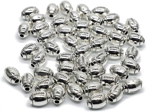 MANYC 50Pcs Baseball Beads 10mm Alloy Beads for Jewelry Making Softball Beads Sports Beads for Baseball Craft Supplies Alloy Beads for DIY Making (Softball Style) (50PCS Baseball Beads) in Saudi Arabia