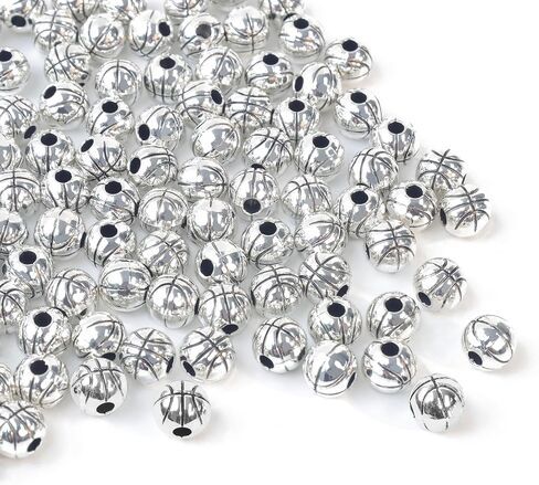 MANYC 50Pcs Baseball Beads 10mm Alloy Beads for Jewelry Making Softball Beads Sports Beads for Baseball Craft Supplies Alloy Beads for DIY Making (Softball Style) (50PCS Baseball Beads) in Saudi Arabia