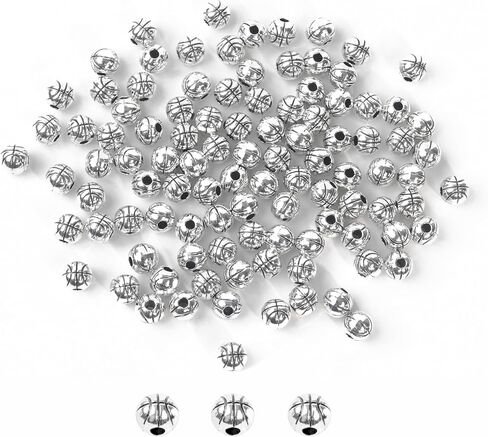 MANYC 50Pcs Baseball Beads 10mm Alloy Beads for Jewelry Making Softball Beads Sports Beads for Baseball Craft Supplies Alloy Beads for DIY Making (Softball Style) (50PCS Baseball Beads) in Saudi Arabia
