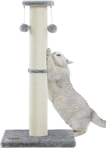 Kilodor 34Inch Tall Cat Scratching Post,4.3Inch Diameter Large Sisal Cat Scratch Post with Ball, Sturdy and Durable Cat Scratcher for Indoor Cats Adults Grey in Saudi Arabia