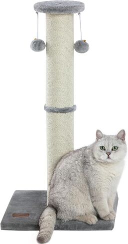 Kilodor 34Inch Tall Cat Scratching Post,4.3Inch Diameter Large Sisal Cat Scratch Post with Ball, Sturdy and Durable Cat Scratcher for Indoor Cats Adults Grey in Saudi Arabia