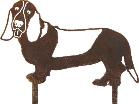 Corten Steel Basset Hound Dog Silhouette Yard Stake (Small) in Saudi Arabia