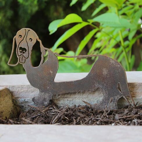 Corten Steel Basset Hound Dog Silhouette Yard Stake (Small) in Saudi Arabia