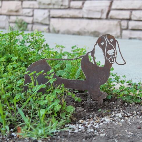 Corten Steel Basset Hound Dog Silhouette Yard Stake (Small) in Saudi Arabia