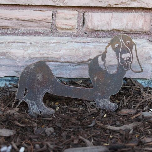 Corten Steel Basset Hound Dog Silhouette Yard Stake (Small) in Saudi Arabia