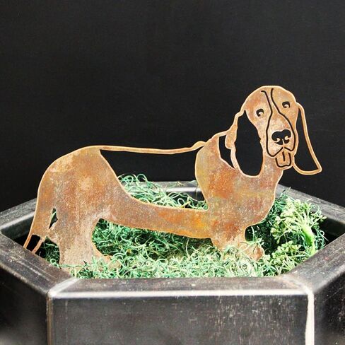 Corten Steel Basset Hound Dog Silhouette Yard Stake (Small) in Saudi Arabia