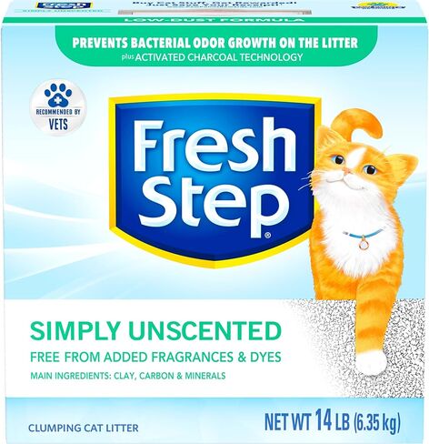 Fresh Step Clumping Cat Litter, Unscented, Long Lasting Odor Control Kitty Litter with Activated Charcoal, 14 lb in Saudi Arabia