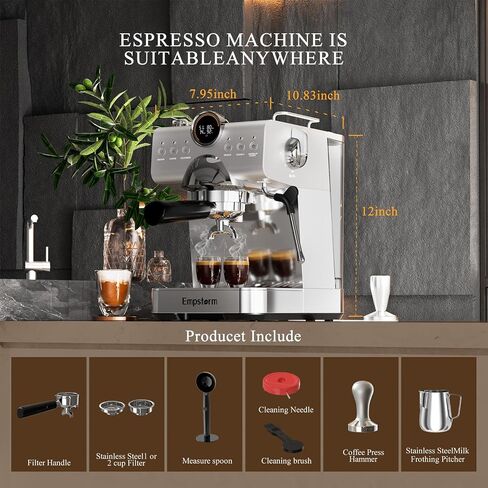 Espresso Machine With Cold Brew, 20 Bar Hot and Cold Espresso Maker with Milk Frother Steam Wand, Easy to Use & Clean, Hot and Cold Coffee Machine for Home, Office and RV in Saudi Arabia