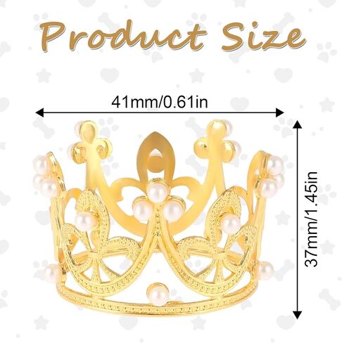 2PCS Pet Crown, Gold and Silver Small Dog Crown with Rhinestones and Faux Pearls Puppies Cat Hat Dog Birthday Hat for Pet Birthday Parties, Adoption Celebrations, Family Photos, Daily Wear in Saudi Arabia