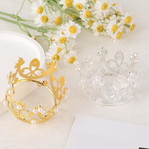 2PCS Pet Crown, Gold and Silver Small Dog Crown with Rhinestones and Faux Pearls Puppies Cat Hat Dog Birthday Hat for Pet Birthday Parties, Adoption Celebrations, Family Photos, Daily Wear in Saudi Arabia