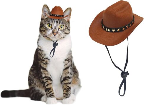 Dog Cowboy Hat Cat Cowboy Hat Pet Cowboy Costume Mini Cowboy Hat for Dogs Cat Holiday Halloween Pet Party Decoration (Beige, Small) in Saudi Arabia