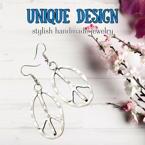 Peace sign earrings peace symbol charm earrings silver in Saudi Arabia
