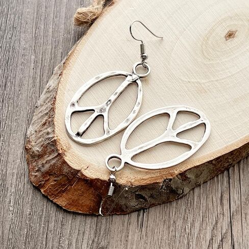 Peace sign earrings peace symbol charm earrings silver in Saudi Arabia