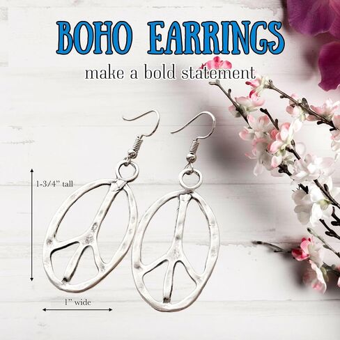 Peace sign earrings peace symbol charm earrings silver in Saudi Arabia