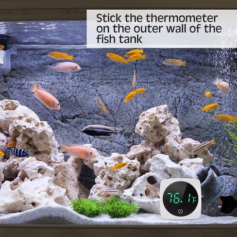 قطعتان من ميزان حرارة حوض السمك الرقمي، ميزان حرارة خزان الأسماك، شاشة LED دقيقة، لاصقة لخزان درجة حرارة حوض السمك، قياس درجة حرارة الماء للأسماك أو القنفذ البحري أو السلحفاة أو المائية in Kuwait