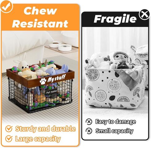 Dog Toy Basket Toy Box, Metal Basket for Dog Toys, Chew-Proof Dog Food Toy Storage Container, Toy Chest, Toy Box for Living Room Area, Dog Toys Box, Dog Toy Bin Basket Large, Pet Toys for Dog Cat in Saudi Arabia