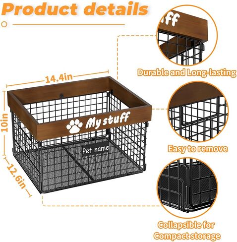 Dog Toy Basket Toy Box, Metal Basket for Dog Toys, Chew-Proof Dog Food Toy Storage Container, Toy Chest, Toy Box for Living Room Area, Dog Toys Box, Dog Toy Bin Basket Large, Pet Toys for Dog Cat in Saudi Arabia