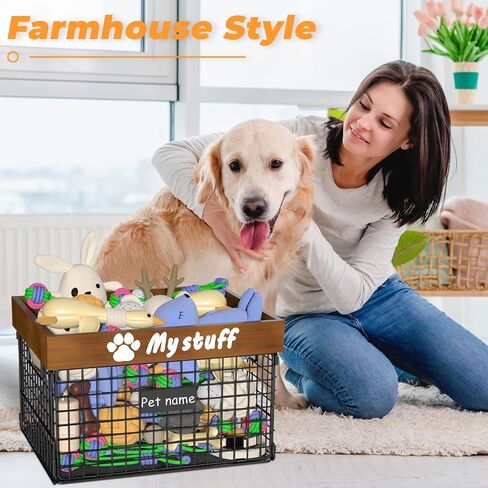 Dog Toy Basket Toy Box, Metal Basket for Dog Toys, Chew-Proof Dog Food Toy Storage Container, Toy Chest, Toy Box for Living Room Area, Dog Toys Box, Dog Toy Bin Basket Large, Pet Toys for Dog Cat in Saudi Arabia