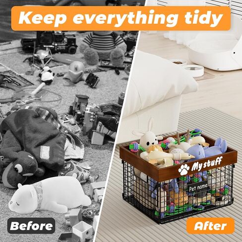 Dog Toy Basket Toy Box, Metal Basket for Dog Toys, Chew-Proof Dog Food Toy Storage Container, Toy Chest, Toy Box for Living Room Area, Dog Toys Box, Dog Toy Bin Basket Large, Pet Toys for Dog Cat in Saudi Arabia