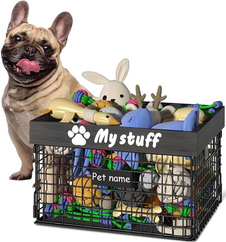 Dog Toy Basket Toy Box, Metal Basket for Dog Toys, Chew-Proof Dog Food Toy Storage Container, Toy Chest, Toy Box for Living Room Area, Dog Toys Box, Dog Toy Bin Basket Large, Pet Toys for Dog Cat in Saudi Arabia
