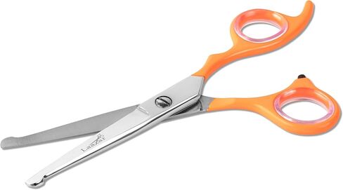 Rounded dog grooming scissors Professional - Sharp Stainless Steel Blades with Colorful Handles, Safe - Easy, Long Lasting grooming scissors for dogs at home (Curved Scissors) in Saudi Arabia