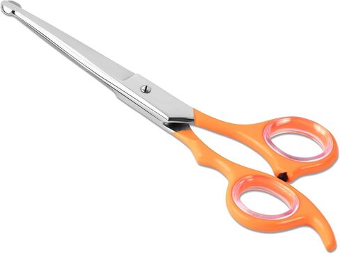 Rounded dog grooming scissors Professional - Sharp Stainless Steel Blades with Colorful Handles, Safe - Easy, Long Lasting grooming scissors for dogs at home (Curved Scissors) in Saudi Arabia