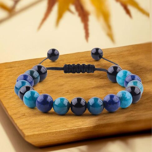 سوار مظهر فقدان الوزن 10 مم سوار التورمالين الأسود الأباتيت الليبيدوليت للرجال والنساء سوار الحظ السعيد للشفاء وتهدئة القلق وتخفيف التوتر هدايا in Kuwait