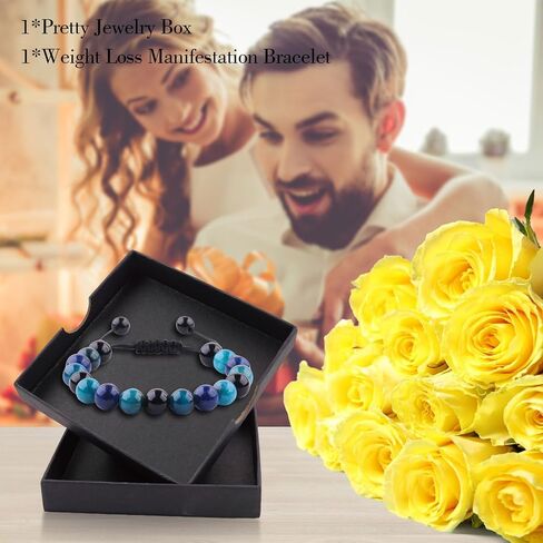 Weight Loss Manifestation Bracelet 10MM Black Tourmaline Apatite Lepidolite Bracelet for Men Women Good Luck Bracelet Healing Calming Anxiety Stress Relief Gifts in Saudi Arabia