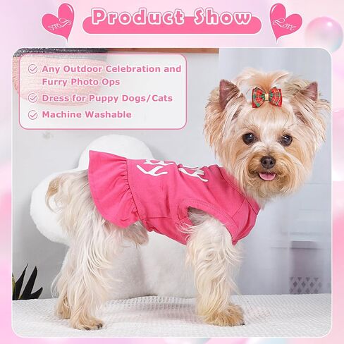Dog Dress, Pet Clothes for Small Dogs Girl Cute I Love My Mom/Dad Pink Puppy Dresses Breathable Pet Spring Summer Clothes Puppy Cat Outfits for Valentines Day, Love Dad in Saudi Arabia