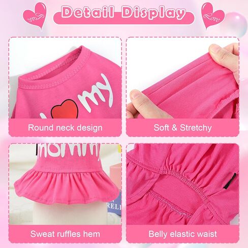 Dog Dress, Pet Clothes for Small Dogs Girl Cute I Love My Mom/Dad Pink Puppy Dresses Breathable Pet Spring Summer Clothes Puppy Cat Outfits for Valentines Day, Love Dad in Saudi Arabia