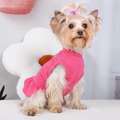 Dog Dress, Pet Clothes for Small Dogs Girl Cute I Love My Mom/Dad Pink Puppy Dresses Breathable Pet Spring Summer Clothes Puppy Cat Outfits for Valentines Day, Love Dad in Saudi Arabia