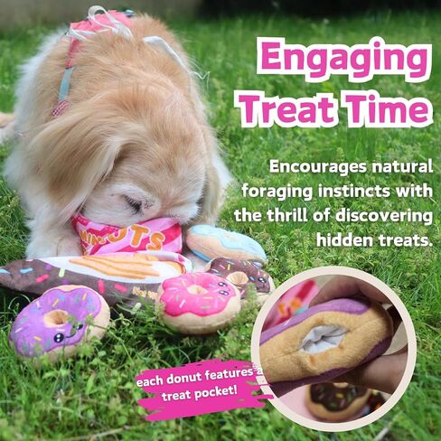 Donut Dog Snuffle Toys, Squeaky Crinkle Interactive Dog Toys, Dog Enrichment Treat Puzzle for Boredom and Mental Stimulation, Puppies, Small and Medium Dogs in Saudi Arabia