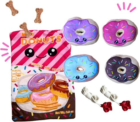 Donut Dog Snuffle Toys, Squeaky Crinkle Interactive Dog Toys, Dog Enrichment Treat Puzzle for Boredom and Mental Stimulation, Puppies, Small and Medium Dogs in Saudi Arabia