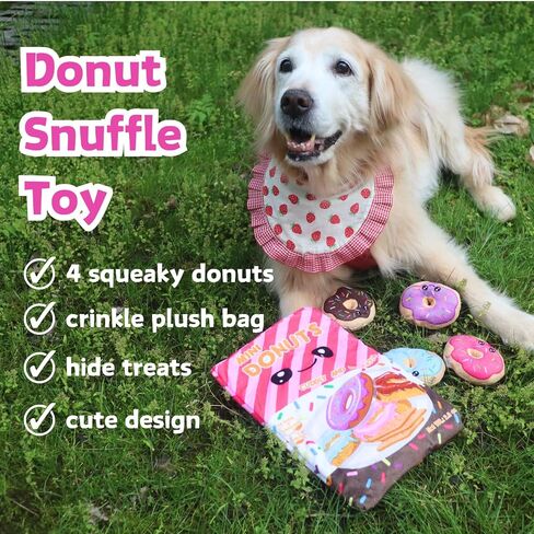 Donut Dog Snuffle Toys, Squeaky Crinkle Interactive Dog Toys, Dog Enrichment Treat Puzzle for Boredom and Mental Stimulation, Puppies, Small and Medium Dogs in Saudi Arabia