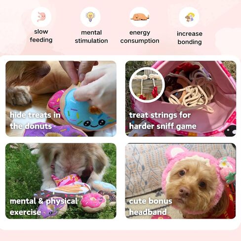Donut Dog Snuffle Toys, Squeaky Crinkle Interactive Dog Toys, Dog Enrichment Treat Puzzle for Boredom and Mental Stimulation, Puppies, Small and Medium Dogs in Saudi Arabia