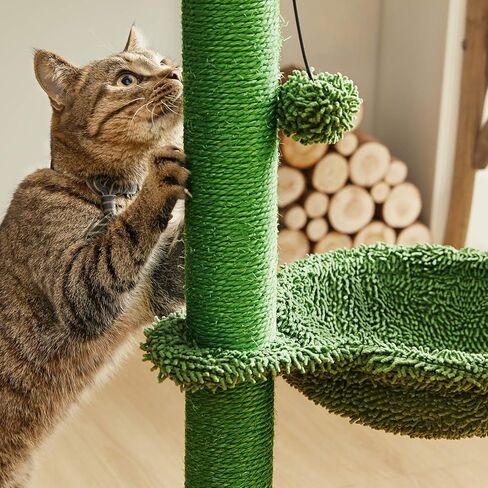 شقة قطط من شجرة الصبار من Catreaier مع أرجوحة دائرية وعمود ملفوف بالكامل من السيزال للقطط الداخلية in Kuwait