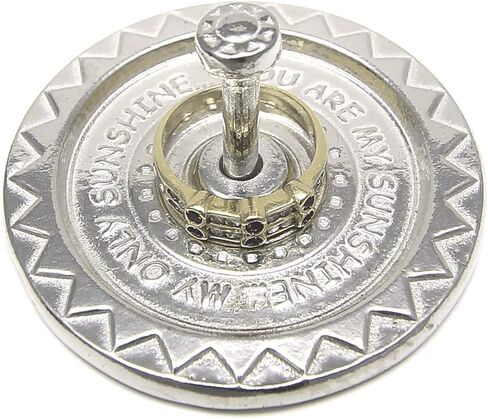 You Are My Sunshine Ring Holder - Tiny Ring Stand Gift Boxed with You Make Me Happy Story Card - Handcrafted Pewter Made in USA (Shipped Prime) in Saudi Arabia