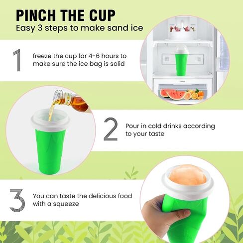 Slushy Maker Cup, Quick Frozen Magic Smoothie Cup for Ice Cream Make your Day Cool, Portable Squeeze Ice Cup, Slushies Maker Cup with Spoon and Straw (Green) in Saudi Arabia