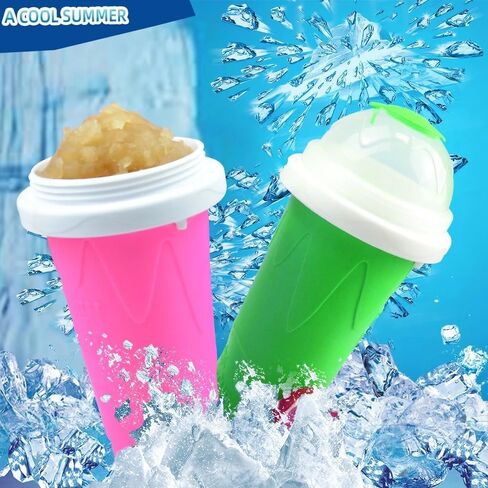 Slushy Maker Cup, Quick Frozen Magic Smoothie Cup for Ice Cream Make your Day Cool, Portable Squeeze Ice Cup, Slushies Maker Cup with Spoon and Straw (Green) in Saudi Arabia