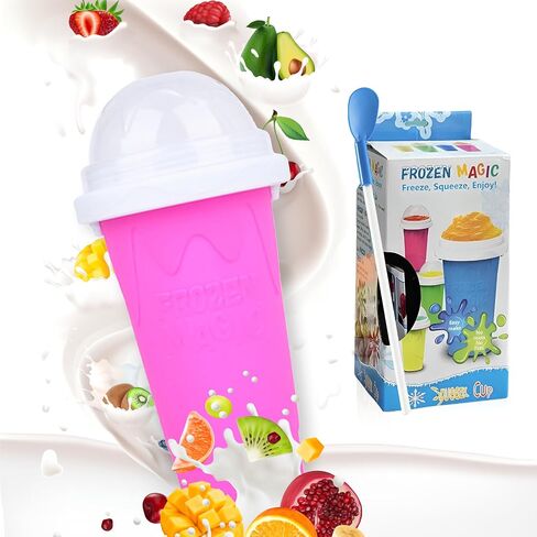 Slushy Maker Cup, Quick Frozen Magic Smoothie Cup for Ice Cream Make your Day Cool, Portable Squeeze Ice Cup, Slushies Maker Cup with Spoon and Straw (Green) in Saudi Arabia