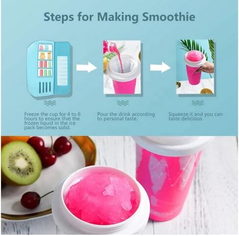 Slushy Maker Cup, Quick Frozen Magic Smoothie Cup for Ice Cream Make your Day Cool, Portable Squeeze Ice Cup, Slushies Maker Cup with Spoon and Straw (Green) in Saudi Arabia
