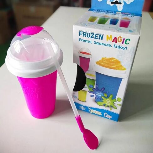 Slushy Maker Cup, Quick Frozen Magic Smoothie Cup for Ice Cream Make your Day Cool, Portable Squeeze Ice Cup, Slushies Maker Cup with Spoon and Straw (Green) in Saudi Arabia