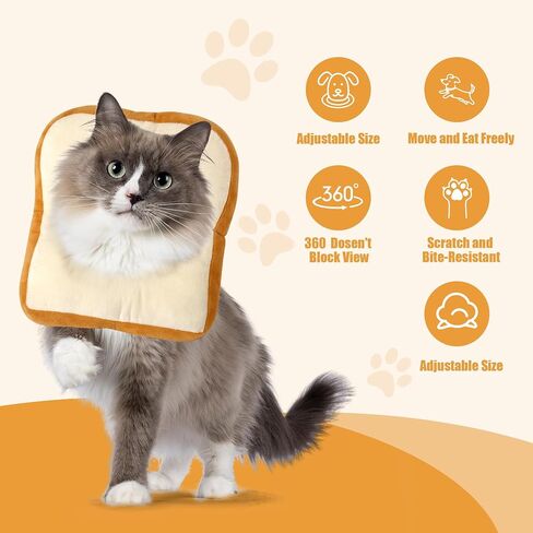 HOMBYS Soft Dog Cone for Dogs and Cats, Cute Toast Shapes for Claming Dog Fluffy, Adjustable Dog Collar Alternative After Surgery, Protective Elizabethan Collar for Dogs Recovery Stop Licking-M in Saudi Arabia